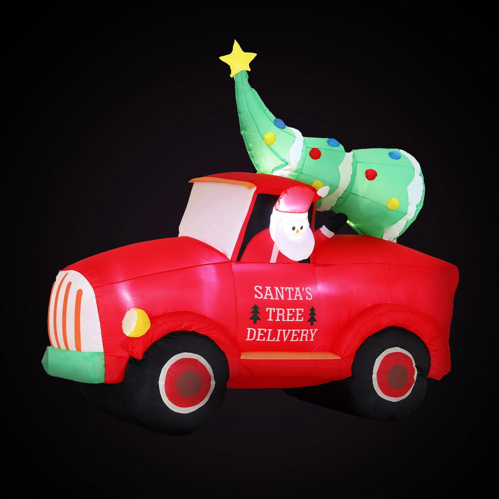 1.6M Christmas Inflatable Santa Truck LED Decorations Illuminated
