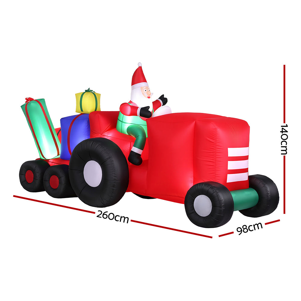 2.6M Christmas Inflatable Santa Truck LED Decorations Illuminated