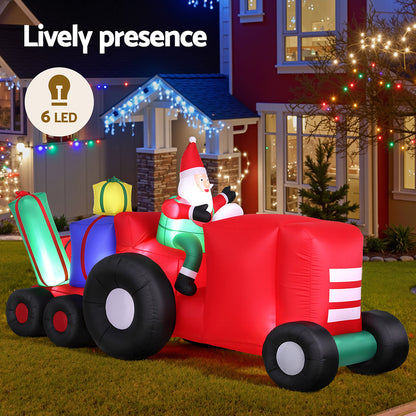 2.6M Christmas Inflatable Santa Truck LED Decorations Illuminated