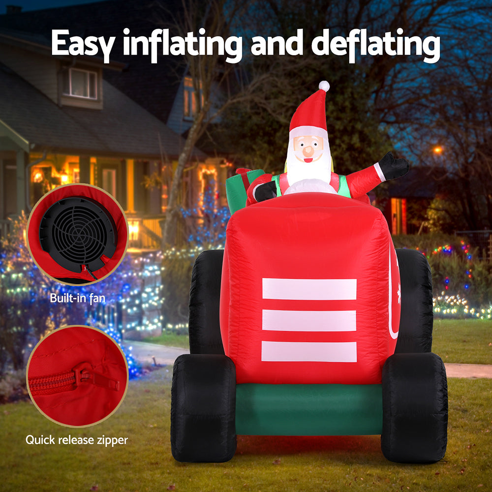 2.6M Christmas Inflatable Santa Truck LED Decorations Illuminated