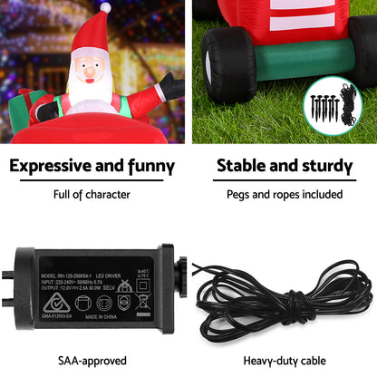 2.6M Christmas Inflatable Santa Truck LED Decorations Illuminated