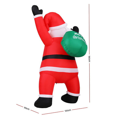 1.9M Christmas Inflatable Santa Climbing LED Illuminated Decoration