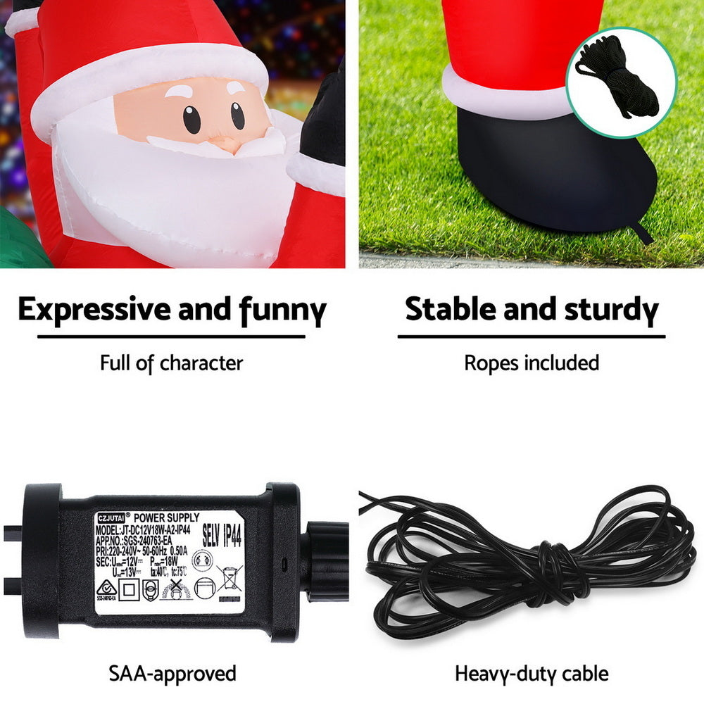 1.9M Christmas Inflatable Santa Climbing LED Illuminated Decoration