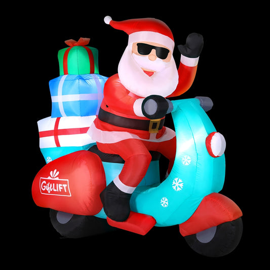 1.8M Christmas Inflatable Santa Motorbike LED Illuminated Decorations