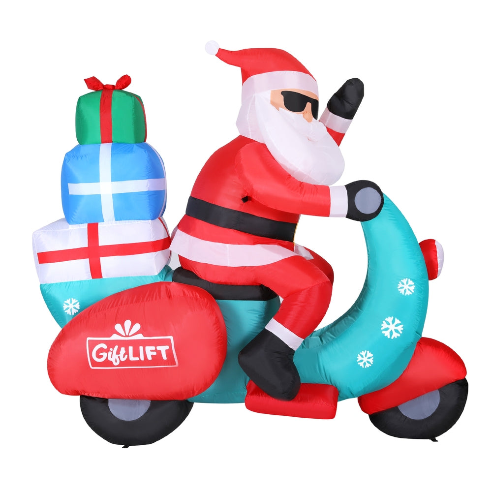 1.8M Christmas Inflatable Santa Motorbike LED Illuminated Decorations