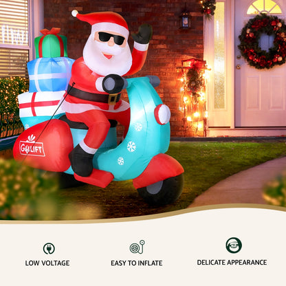1.8M Christmas Inflatable Santa Motorbike LED Illuminated Decorations
