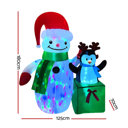 1.8M Christmas Inflatable Snowman Illuminated Decorations