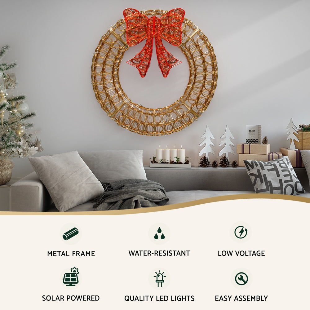 Christmas Solar Wreath 0.6M 160 LED Lights