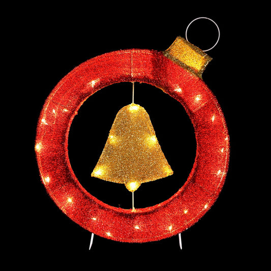 60cm Christmas Lights Motif 30 LED Bell Wreath