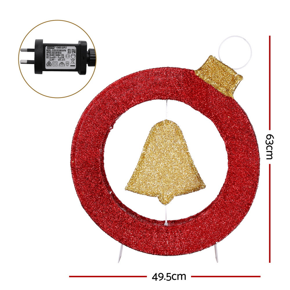 60cm Christmas Lights Motif 30 LED Bell Wreath