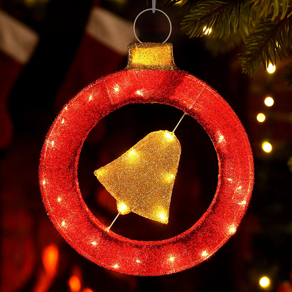 60cm Christmas Lights Motif 30 LED Bell Wreath