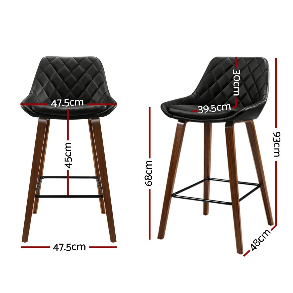 Arbor Luxe PU Leather Bar Stools – Set of 4 (Black) - OZ Home Deals