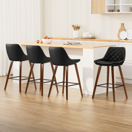 Arbor Luxe PU Leather Bar Stools – Set of 4 (Black) - OZ Home Deals