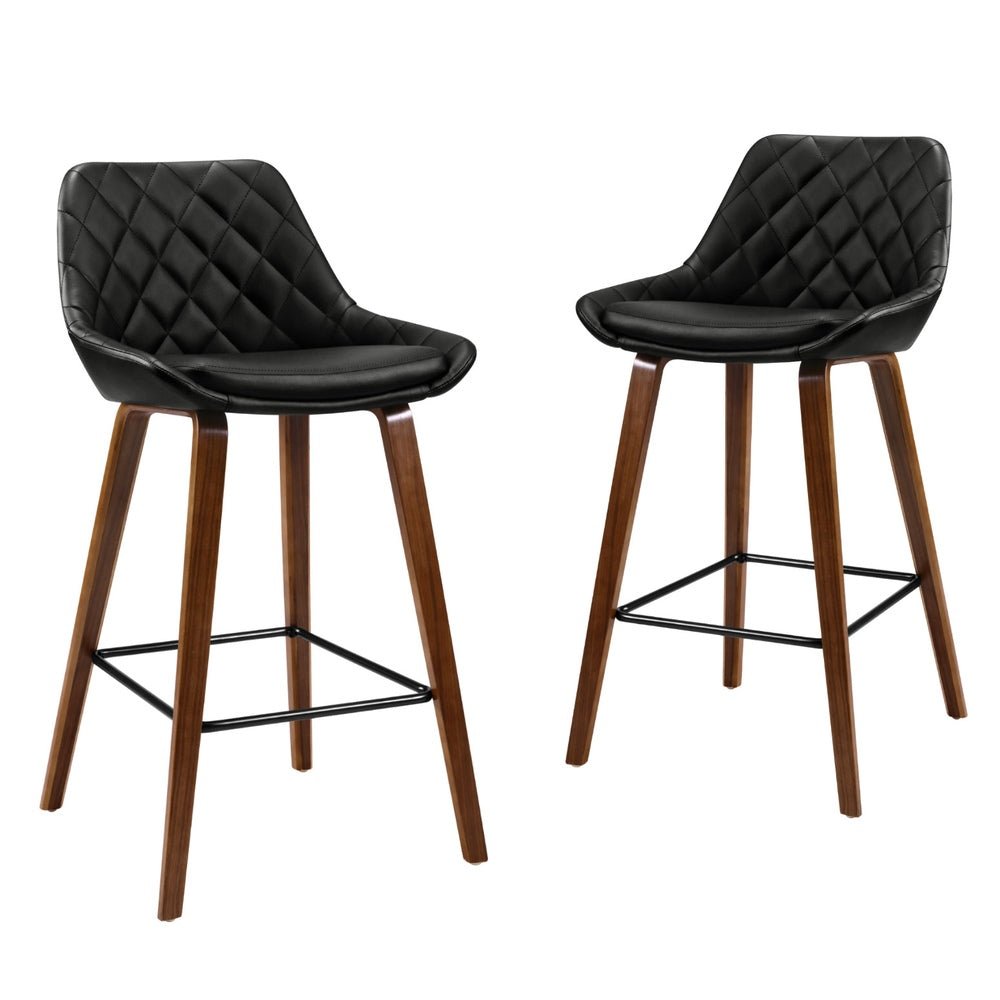 Arbor Luxe PU Leather Bar Stools – Set of 4 (Black) - OZ Home Deals