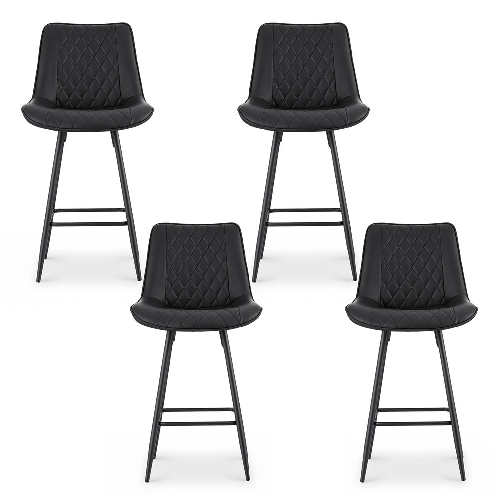 Artiss 4x Bar Stools Kitchen Dining Chair Counter Stool Diamond PU Leather Black - OZ Home Deals