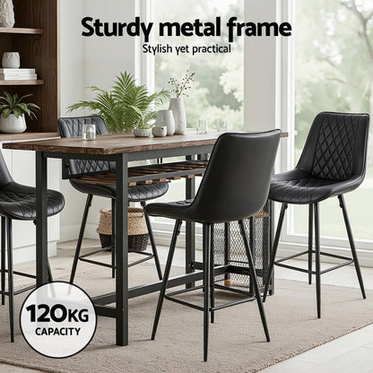 Artiss 4x Bar Stools Kitchen Dining Chair Counter Stool Diamond PU Leather Black - OZ Home Deals