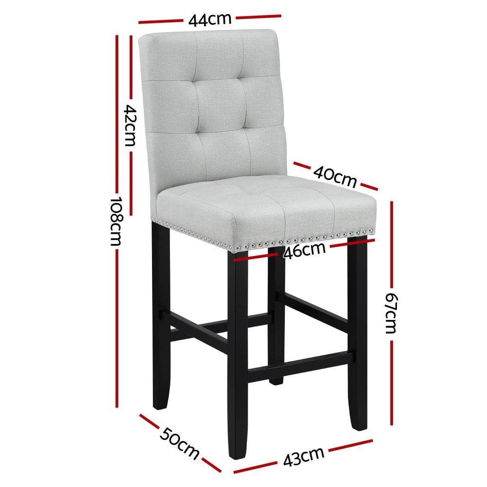 Artiss 4x Bar Stools Kitchen Dining Chairs Counter Fabric Stool Wooden Ada Grey - OZ Home Deals