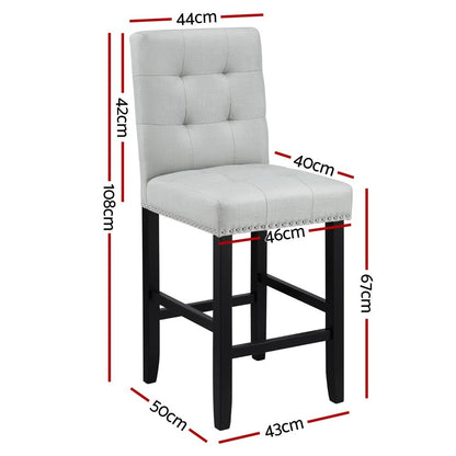 Artiss 4x Bar Stools Kitchen Dining Chairs Counter Fabric Stool Wooden Ada Grey - OZ Home Deals