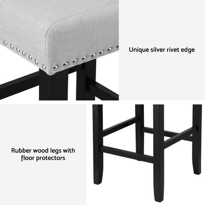 Artiss 4x Bar Stools Kitchen Dining Chairs Counter Fabric Stool Wooden Ada Grey - OZ Home Deals
