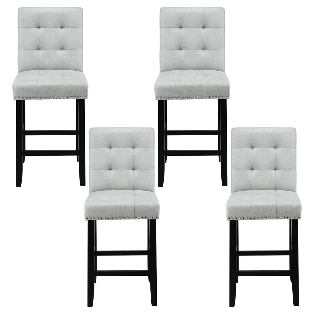 Artiss 4x Bar Stools Kitchen Dining Chairs Counter Fabric Stool Wooden Ada Grey - OZ Home Deals
