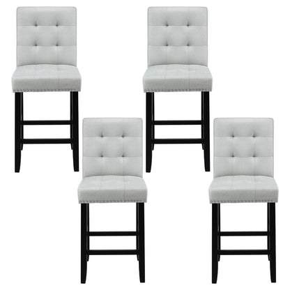 Artiss 4x Bar Stools Kitchen Dining Chairs Counter Fabric Stool Wooden Ada Grey - OZ Home Deals