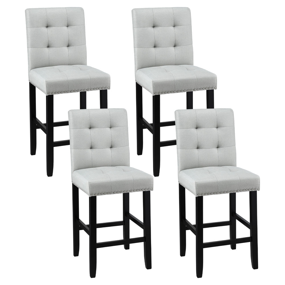 Artiss 4x Bar Stools Kitchen Dining Chairs Counter Fabric Stool Wooden Ada Grey - OZ Home Deals