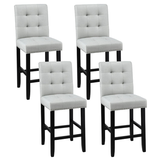 Artiss 4x Bar Stools Kitchen Dining Chairs Counter Fabric Stool Wooden Ada Grey - OZ Home Deals