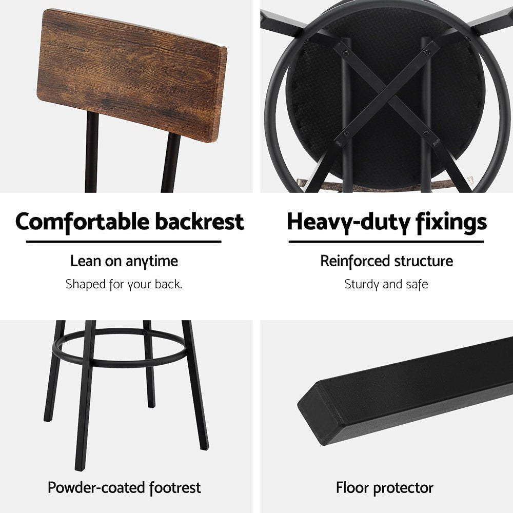 Artiss 4X Industrial Bar Stools Upholstered Counter Chairs Steel Frame Anti-Scratch - OZ Home Deals