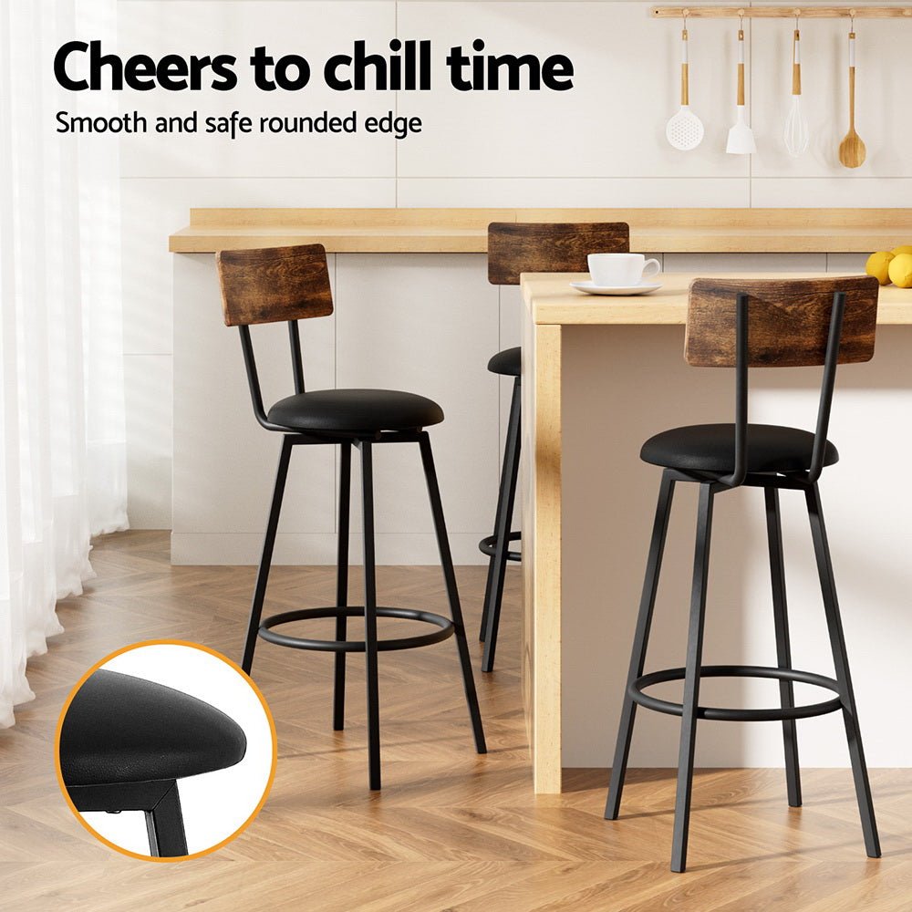 Artiss 4X Industrial Bar Stools Upholstered Counter Chairs Steel Frame Anti-Scratch - OZ Home Deals