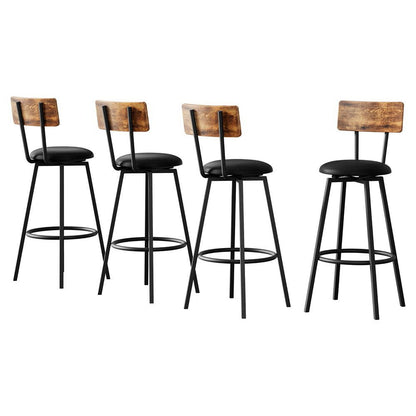 Artiss 4X Industrial Bar Stools Upholstered Counter Chairs Steel Frame Anti-Scratch - OZ Home Deals