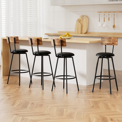 Artiss 4X Industrial Bar Stools Upholstered Counter Chairs Steel Frame Anti-Scratch - OZ Home Deals