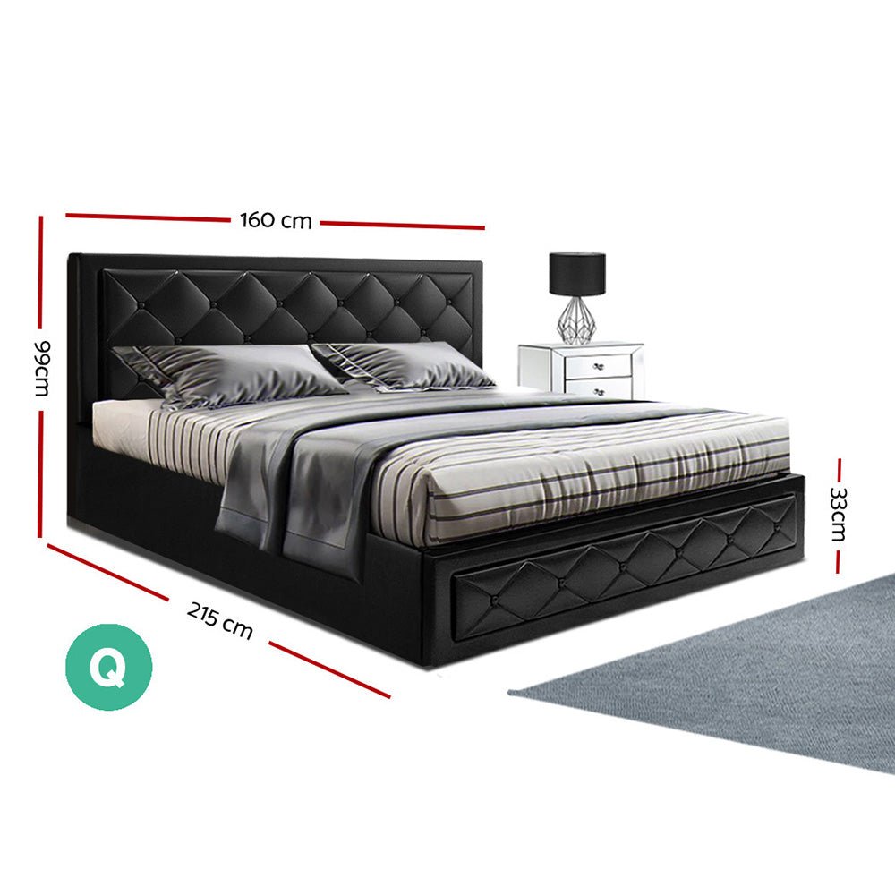 Artiss Bed Frame Queen Size Gas Lift Black TIYO - OZ Home Deals