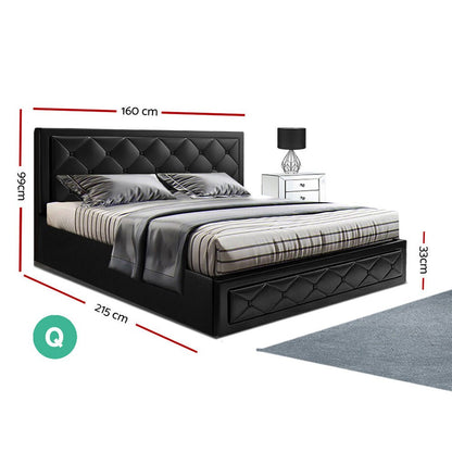 Artiss Bed Frame Queen Size Gas Lift Black TIYO - OZ Home Deals
