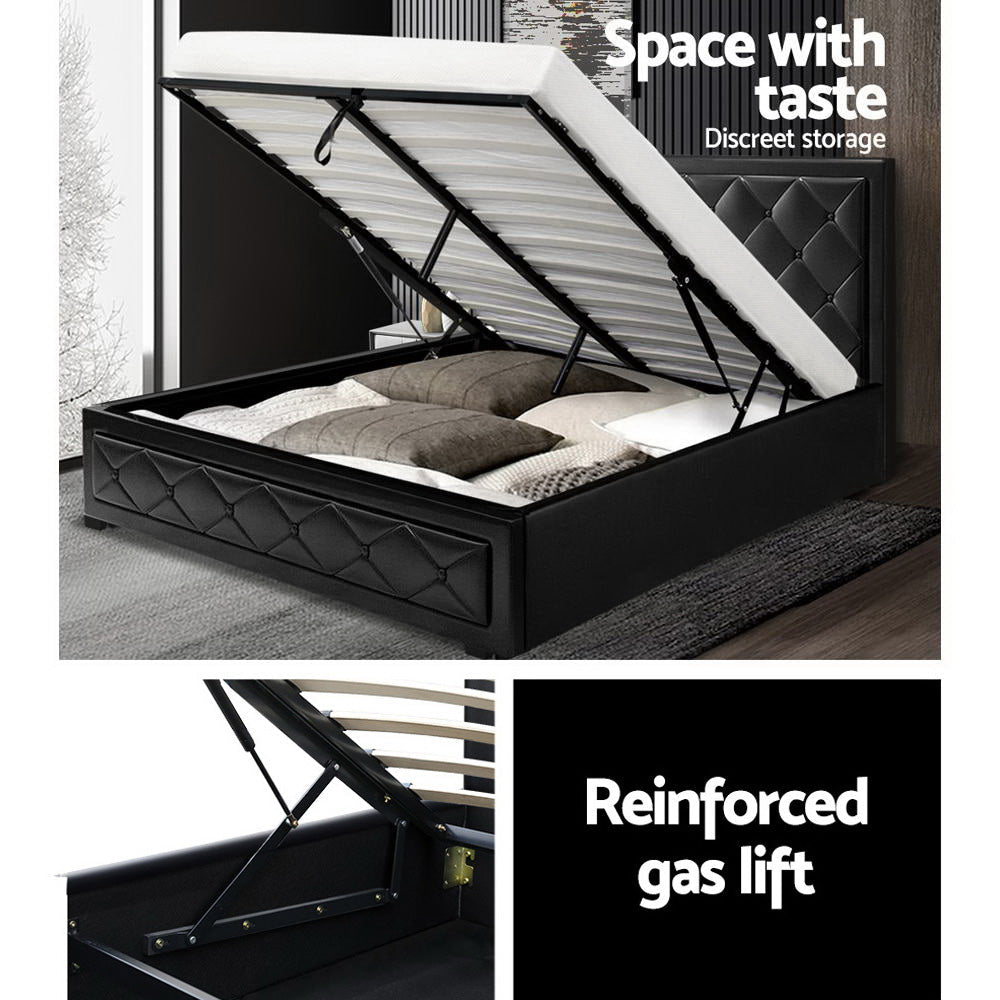 Artiss Bed Frame Queen Size Gas Lift Black TIYO - OZ Home Deals