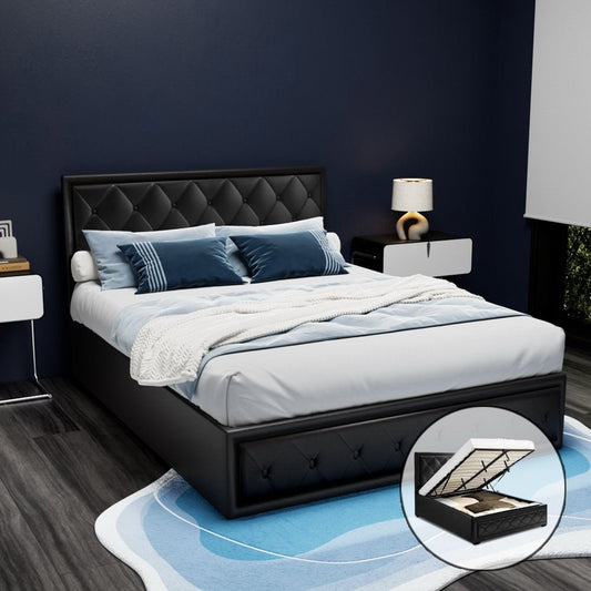 Artiss Bed Frame Queen Size Gas Lift Black TIYO - OZ Home Deals