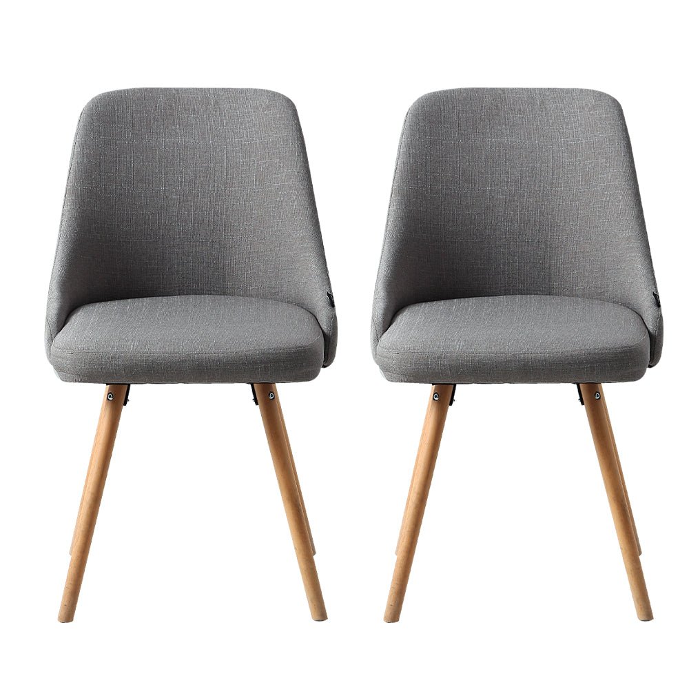 Artiss Dining Chairs Set of 2 Fabric Wooden Grey - OZ Home Deals
