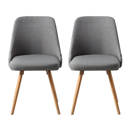 Artiss Dining Chairs Set of 2 Fabric Wooden Grey - OZ Home Deals