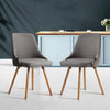 Artiss Dining Chairs Set of 2 Fabric Wooden Grey - OZ Home Deals