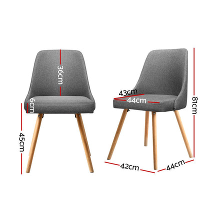 Artiss Dining Chairs Set of 2 Fabric Wooden Grey - OZ Home Deals