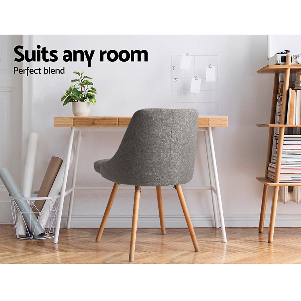 Artiss Dining Chairs Set of 2 Fabric Wooden Grey - OZ Home Deals