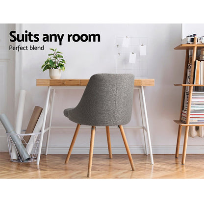 Artiss Dining Chairs Set of 2 Fabric Wooden Grey - OZ Home Deals
