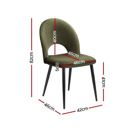 Artiss Dining Chairs Set of 2 Velvet Hollow Green - OZ Home Deals