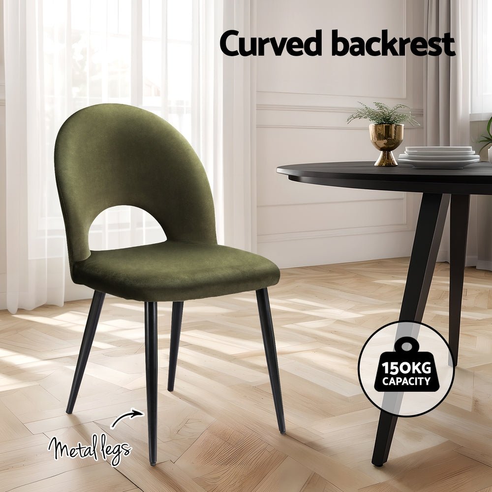 Artiss Dining Chairs Set of 2 Velvet Hollow Green - OZ Home Deals