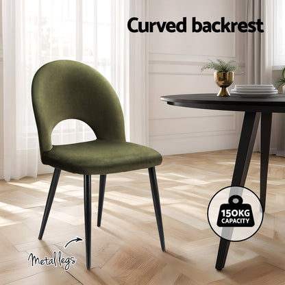 Artiss Dining Chairs Set of 2 Velvet Hollow Green - OZ Home Deals