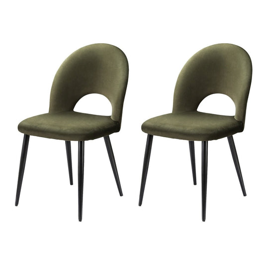 Artiss Dining Chairs Set of 2 Velvet Hollow Green - OZ Home Deals