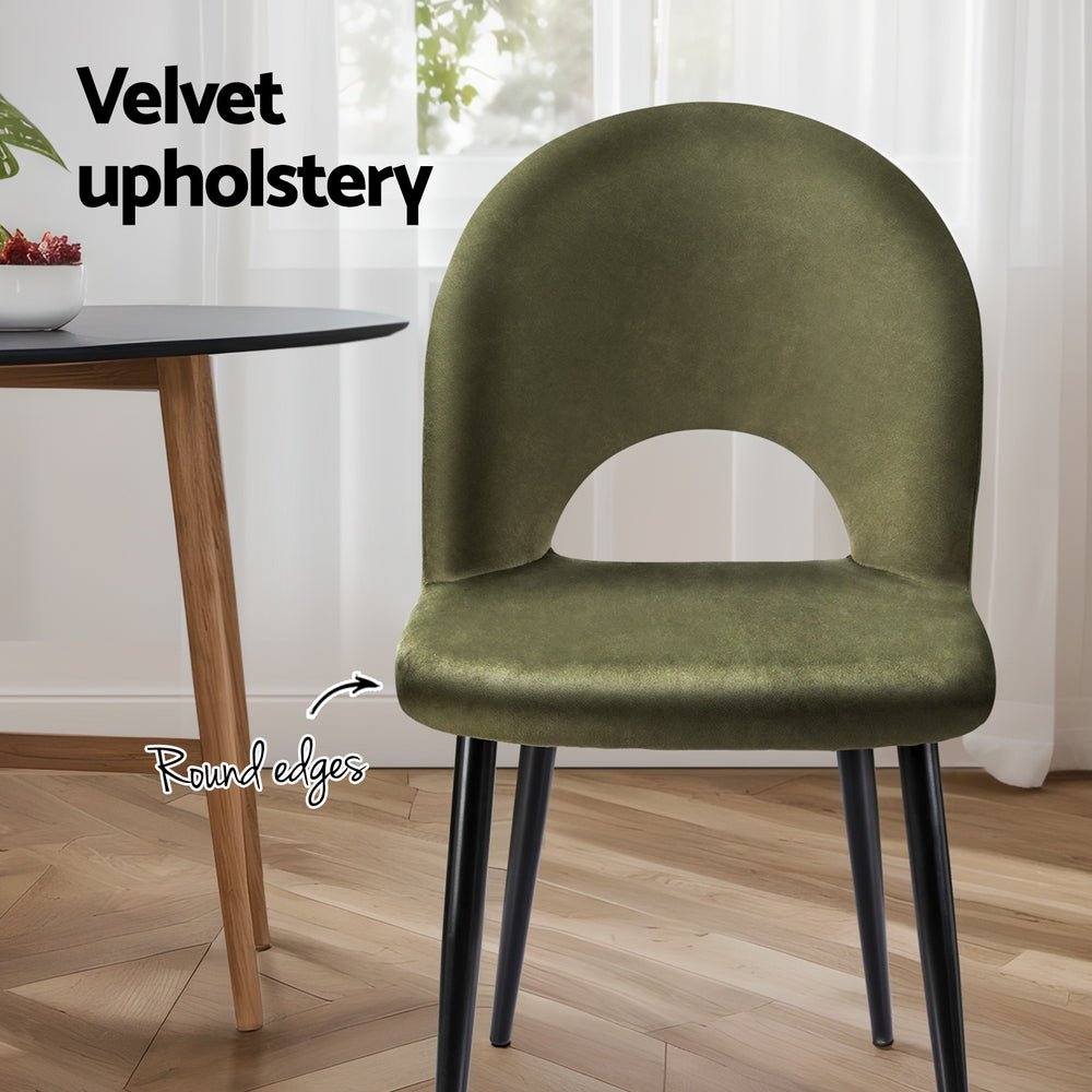 Artiss Dining Chairs Set of 2 Velvet Hollow Green - OZ Home Deals