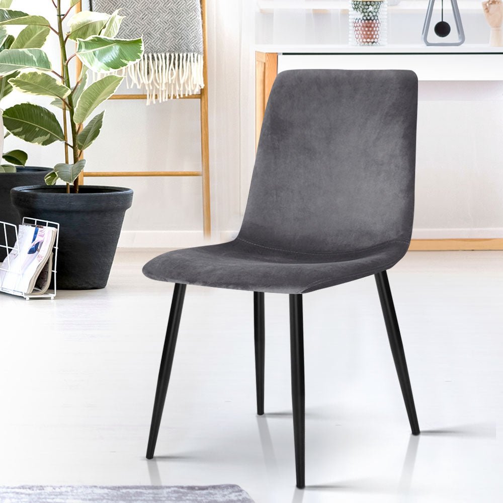 Artiss Dining Chairs Set of 4 Velvet Horizontal Slope Grey - OZ Home Deals