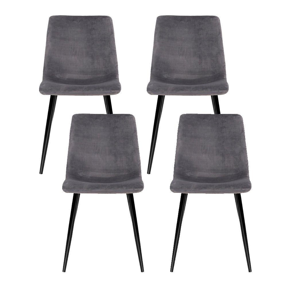 Artiss Dining Chairs Set of 4 Velvet Horizontal Slope Grey - OZ Home Deals