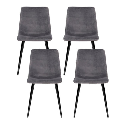 Artiss Dining Chairs Set of 4 Velvet Horizontal Slope Grey - OZ Home Deals