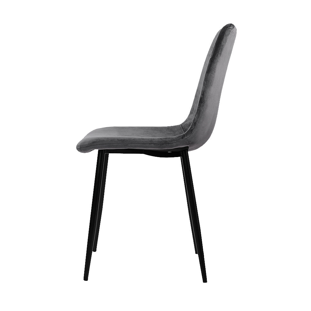 Artiss Dining Chairs Set of 4 Velvet Horizontal Slope Grey - OZ Home Deals